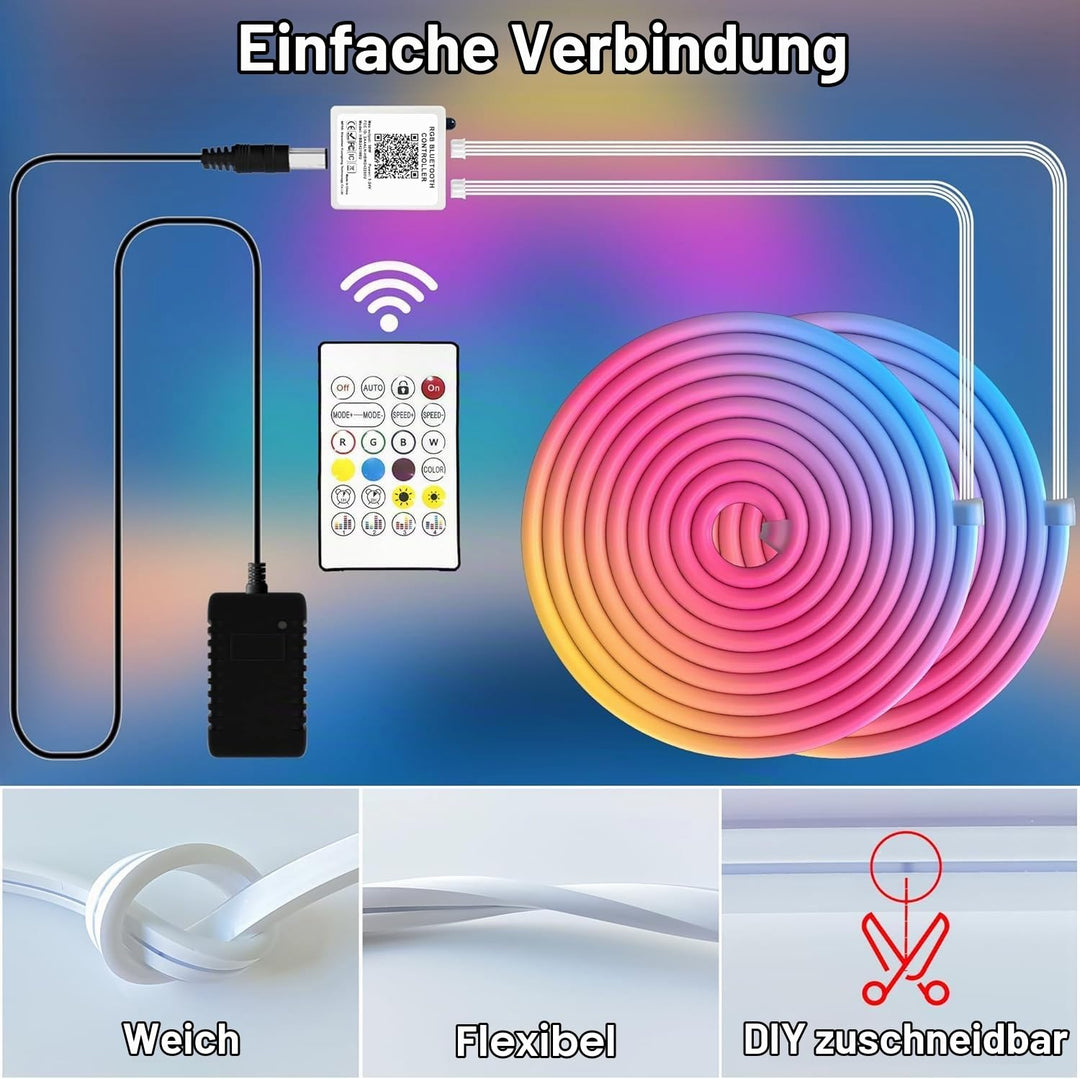 LED Neon Strip RGBIC 20m mit App &amp; Fernbedienung 24V wasserdicht - Bild 6