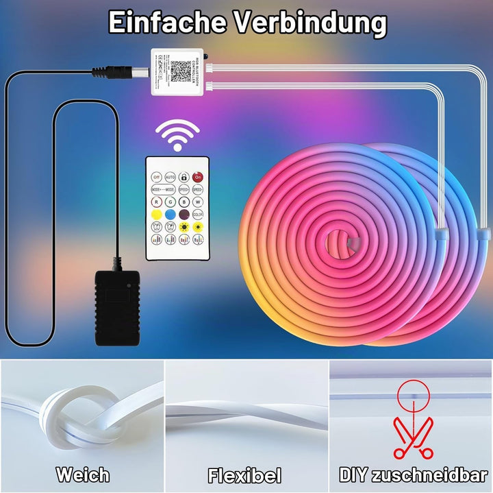 LED Neon Strip RGBIC 20m mit App &amp; Fernbedienung 24V wasserdicht - Bild 6