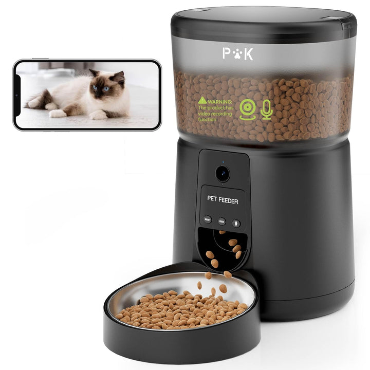 Futterautomat Katze mit HD-Kamera 4L Edelstahlnapf WLAN App