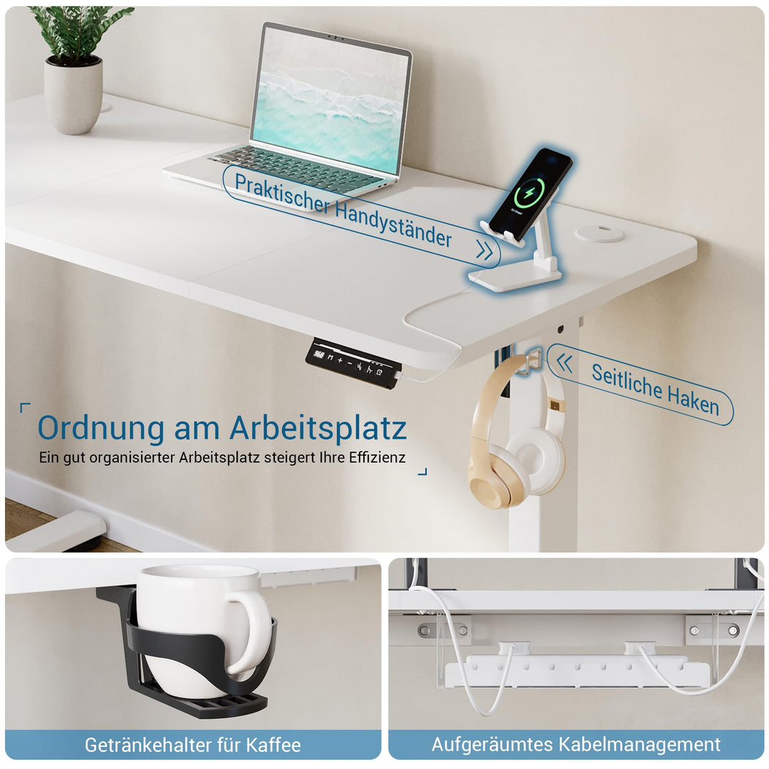 Höhenverstellbarer Schreibtisch elektrisch 120x60 cm mit Speichertasten - Bild 6