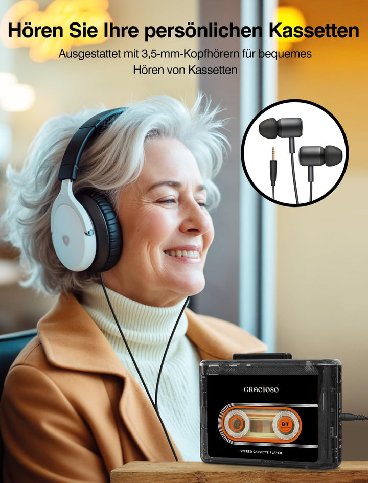 Kassettenspieler Bluetooth 5.2 mit 1100 mAh Akku und Clip - Bild 3