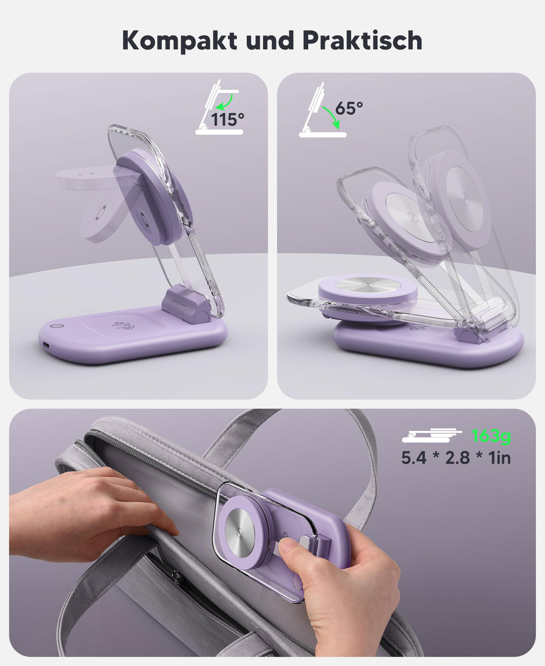 3-in-1 Ladestation iPhone, Apple Watch &amp; AirPods faltbar mit Nachtlicht - Bild 6