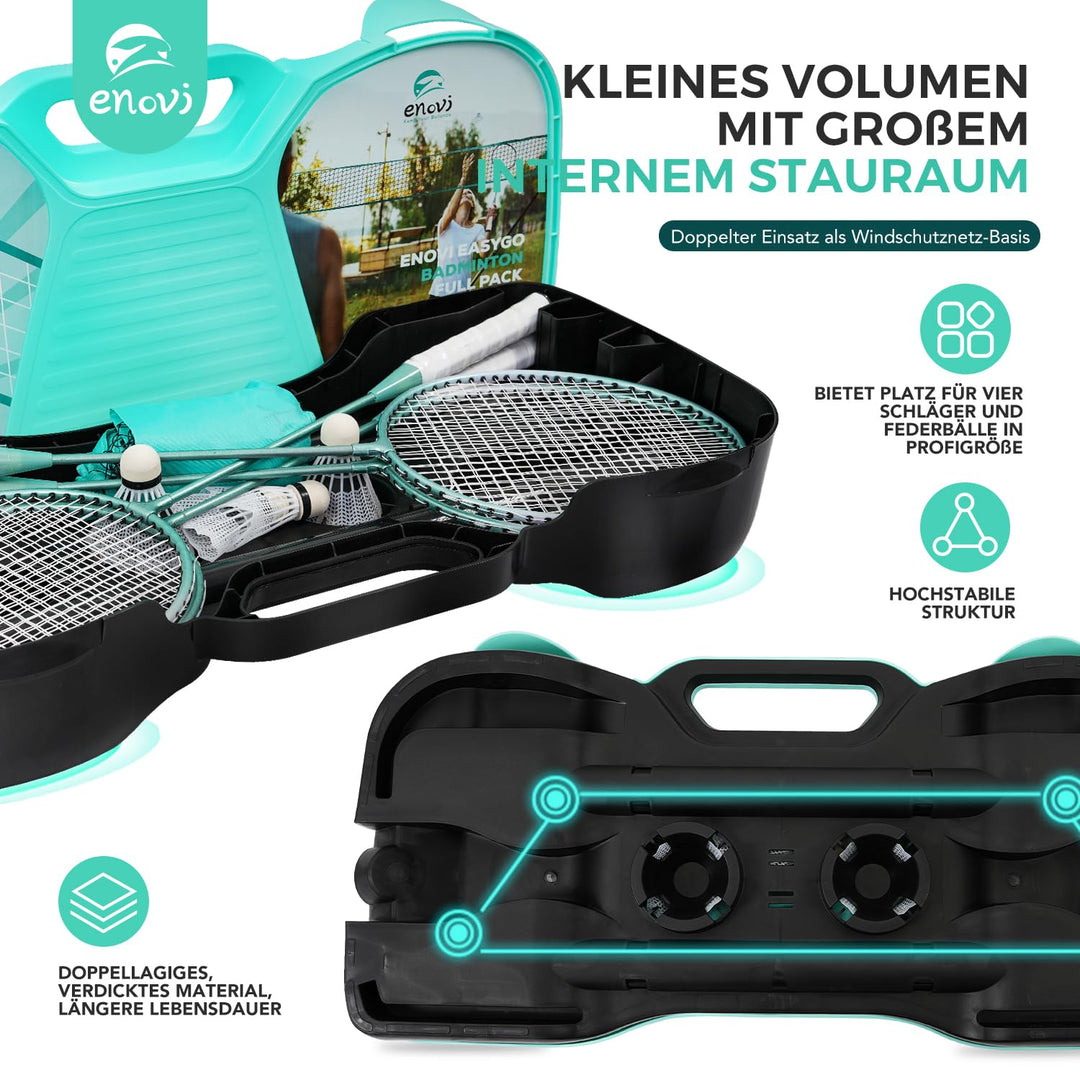 Badminton Set 4 Schläger mit Netz und Aufbewahrungsbox für Outdoor - Bild 5