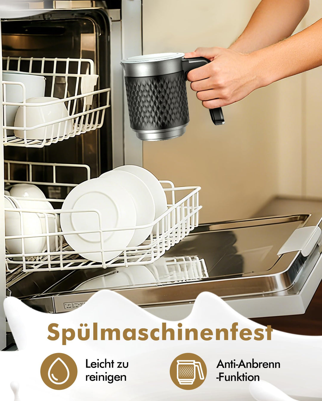 Milchaufschäumer Elektrisch 5-in-1 350ml für Cappuccino und Latte - Bild 5
