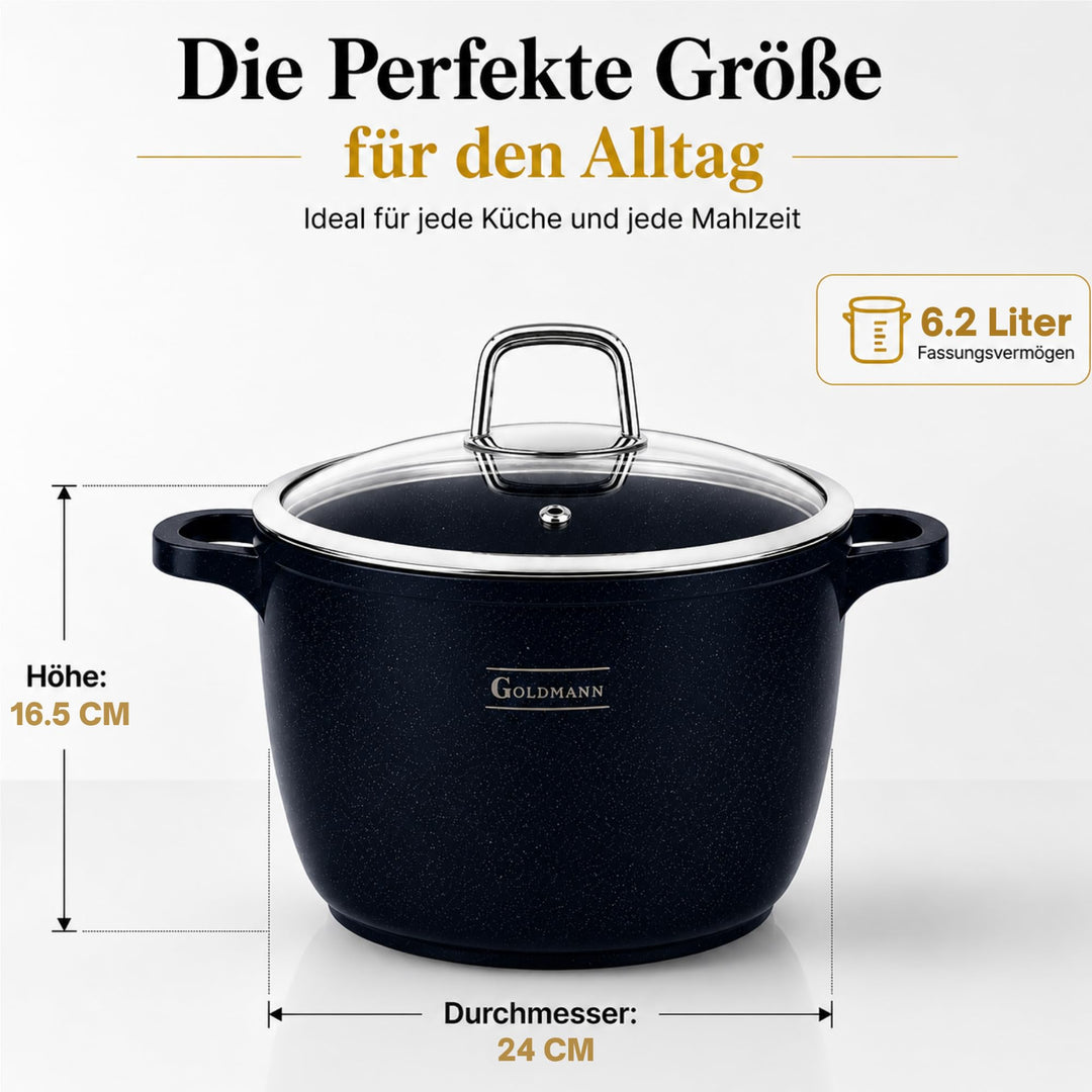 Suppentopf Aluguss 24 cm 6,2 l Keramik-Antihaft Induktion alle Herde - Bild 4