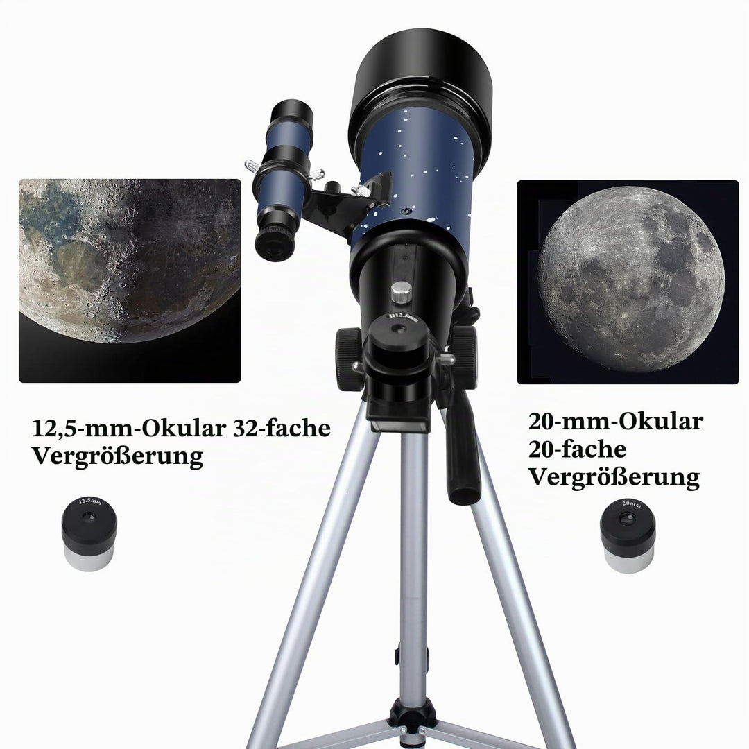 Refraktor Teleskop 70mm Apertur 400mm für Einsteiger mit Stativ - Bild 3