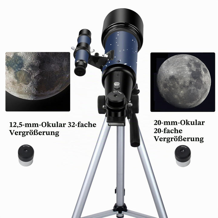 Refraktor Teleskop 70mm Apertur 400mm für Einsteiger mit Stativ - Bild 3
