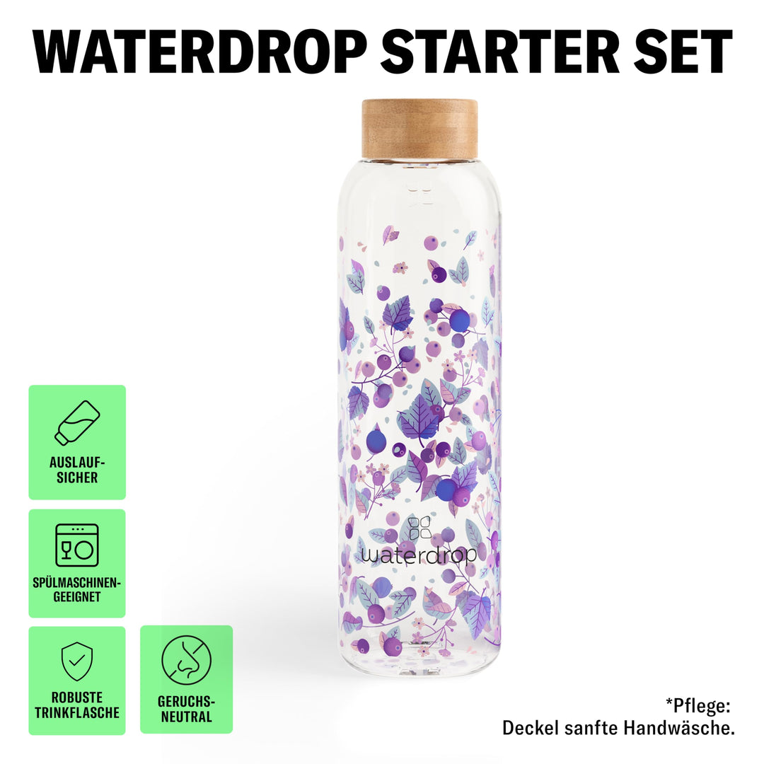 Trinkflasche Glas 600ml mit 18 Microdrinks zuckerfrei Starter-Set - Bild 5