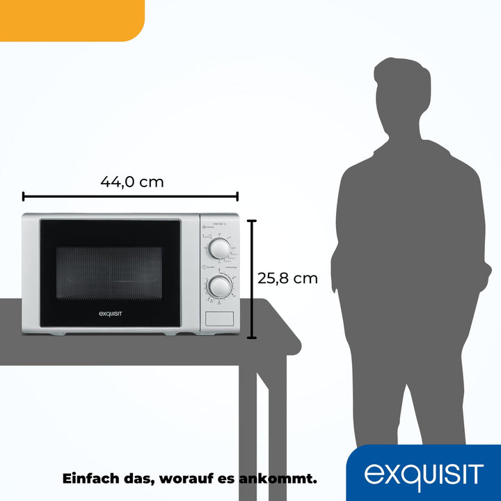 Mikrowelle mit Grill 20 L, 700 W/1000 W, Silber, 2 Drehregler - Bild 3