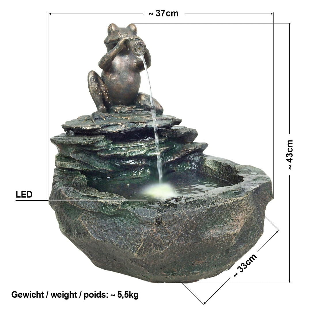 Gartenbrunnen Frosch mit LED-Beleuchtung 43x33x37 cm Indoor/Outdoor - Bild 2