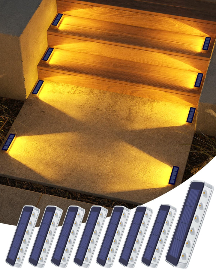 Solar Bodenleuchten Aussen IP68 Warmweiss 8er-Set fuer Treppen