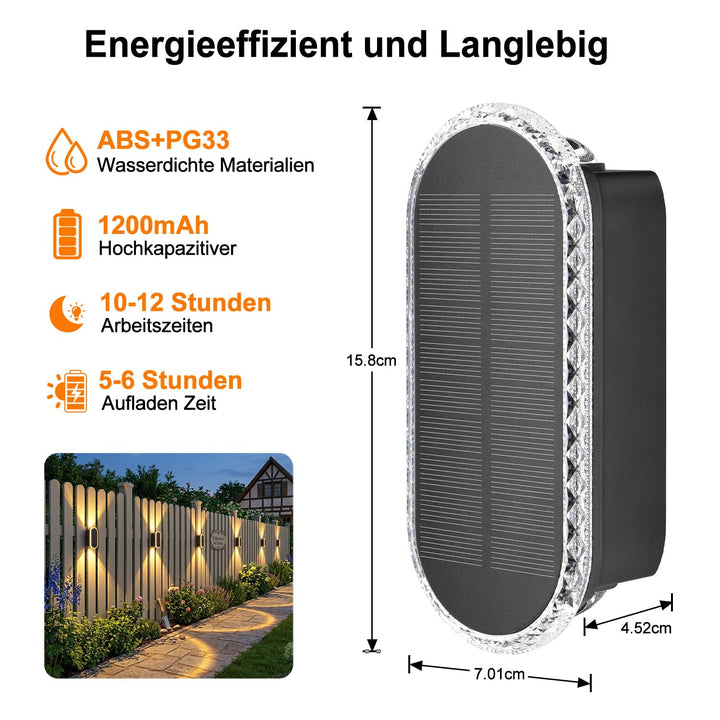 Solar Wandleuchte Aussen Up Down IP65 8er Set 3 Lichtfarben - Bild 2