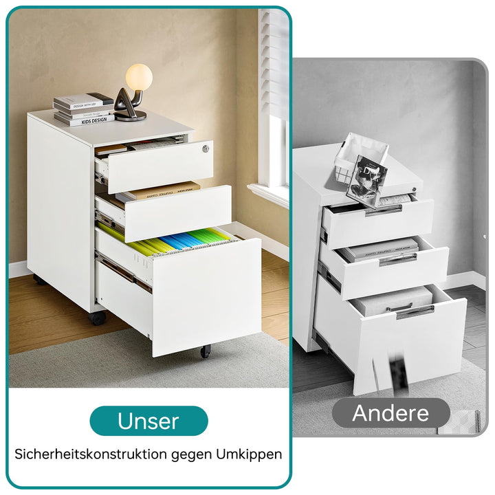 Rollcontainer Stahl 3 Schubladen abschliessbar Büro 39x50x60cm - Bild 8