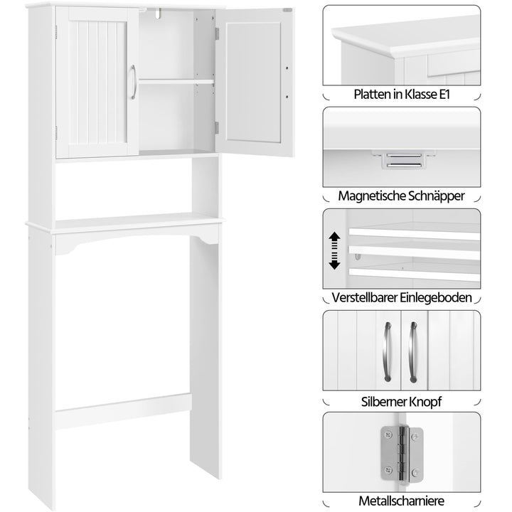 Überbauschrank Waschmaschine WC 180 cm Hochschrank MDF Weiss - Bild 4