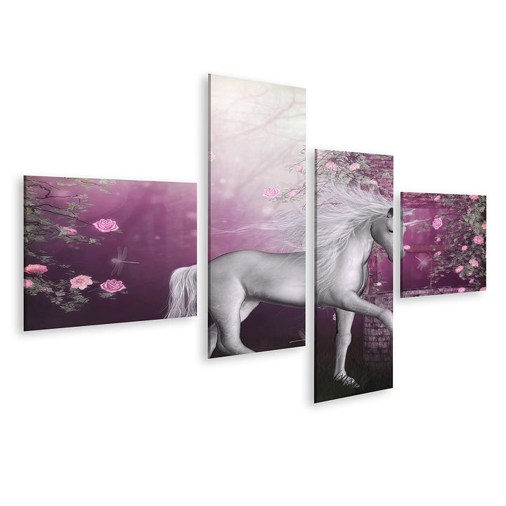 Leinwandbild Kinderzimmer Einhorn Fee 4-teilig 150x80cm - Bild 3