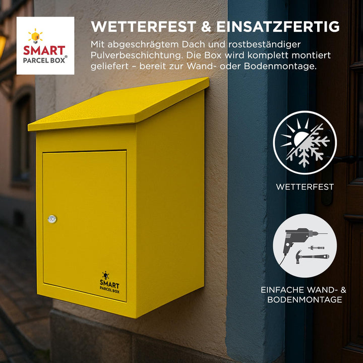 Paketbriefkasten Stahl wetterfest Grösse M mit Rückholsperre, Gelb - Bild 4