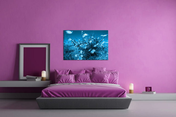 Leinwandbild Kornblumen Blau Monochrom 80x60 cm Echtholzrahmen - Bild 3
