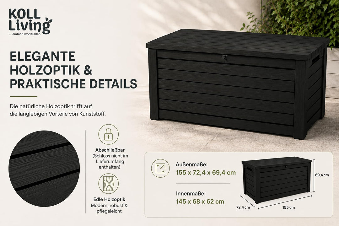 Kissenbox Garten 623 L Kunststoff Holzoptik mit Gasdruckfedern - Bild 5