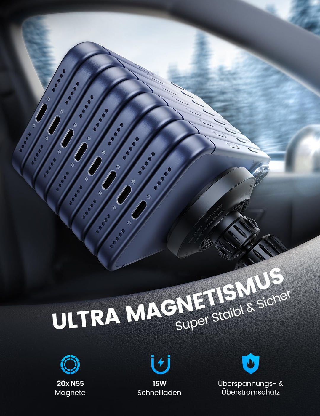 Auto-Handyhalterung Qi2 mit 15W Schnellladung Lüftungshalter - Bild 4