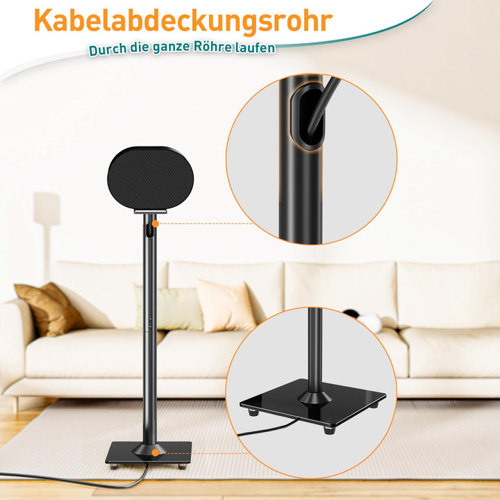 Lautsprecherständer für Sonos Era 300 Stahl/Glas 80,7 cm Schwarz - Bild 4