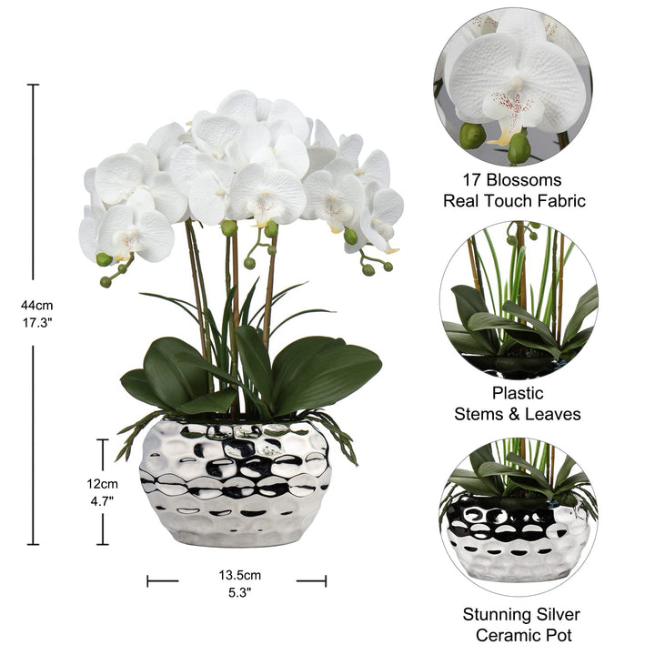 Kunstorchidee Phalaenopsis im Keramiktopf Weiss 44 cm - Bild 2