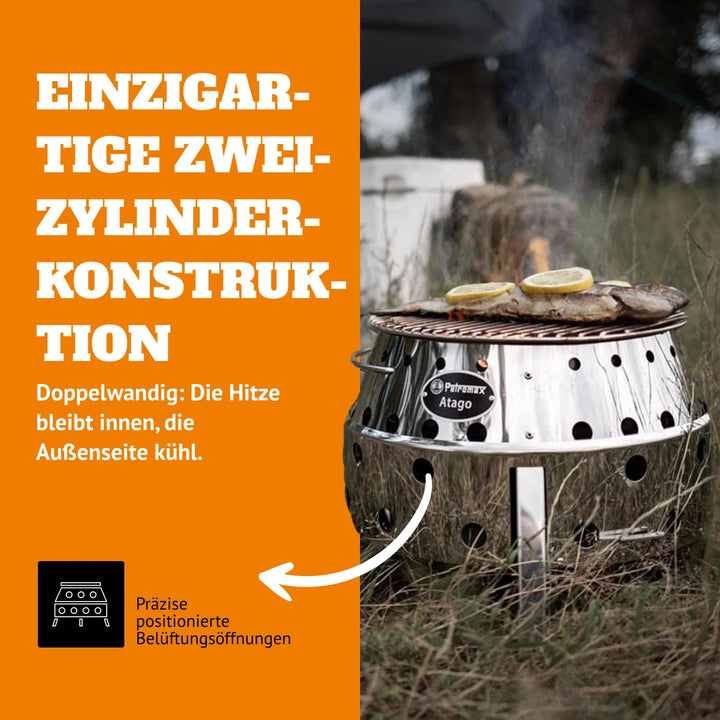Holzkohlegrill 4-in-1 klappbar Edelstahl Ø34 cm Camping - Bild 7