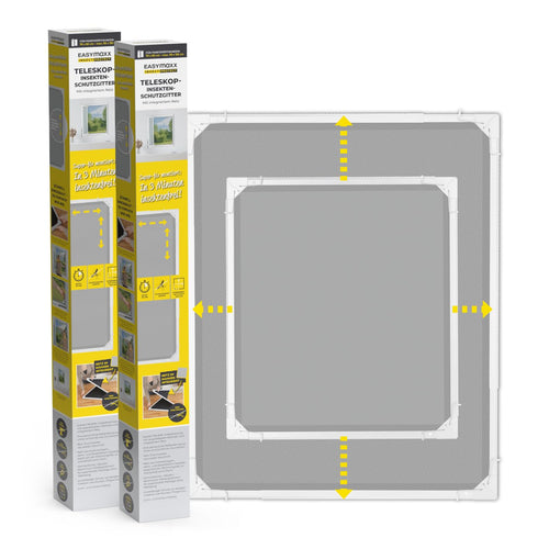 Fliegengitter Fenster Teleskop mit Rahmen werkzeuglos 70–115 cm, 2er-Set