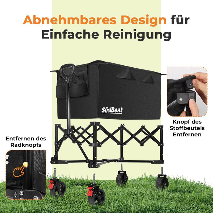 Bollerwagen faltbar 150 kg All-Terrain-Räder mit Bremsen 150 L - Bild 2