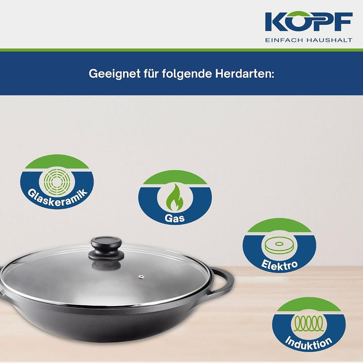 Wokpfanne Aluguss Ø 36 cm Induktion mit Glasdeckel und Zubehör - Bild 5