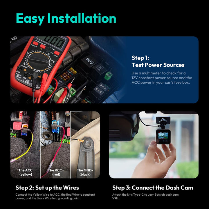 Dashcam Hardwire-Kit USB-C 2,74 m Kabel mit Unterspannungsschutz - Bild 4