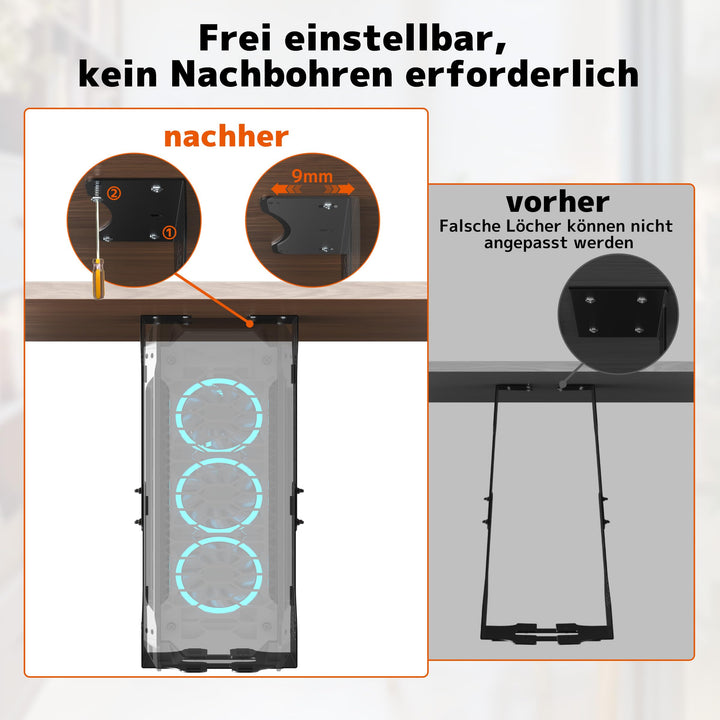 PC-Halterung unter Schreibtisch Stahl 35 kg bis 340 mm Breite - Bild 3