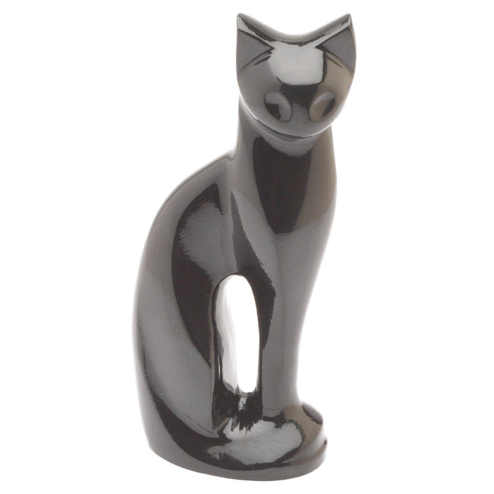 Gedenkurne Katze Messing schwarz glänzend 24,1 cm für bis 12 kg
