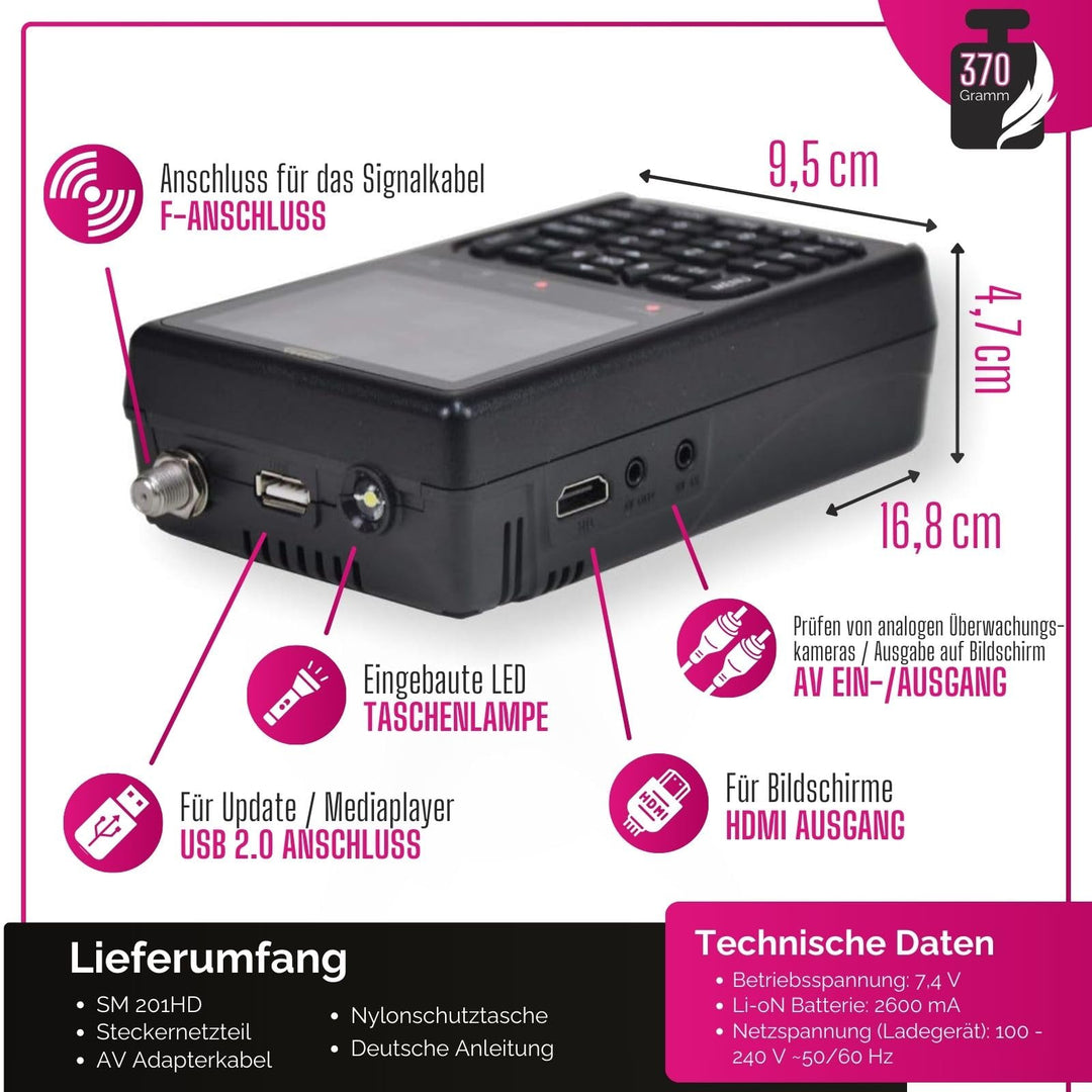 Sat Finder DVB-S/S2 mit LCD-Display und Tonsignal für Camping - Bild 4
