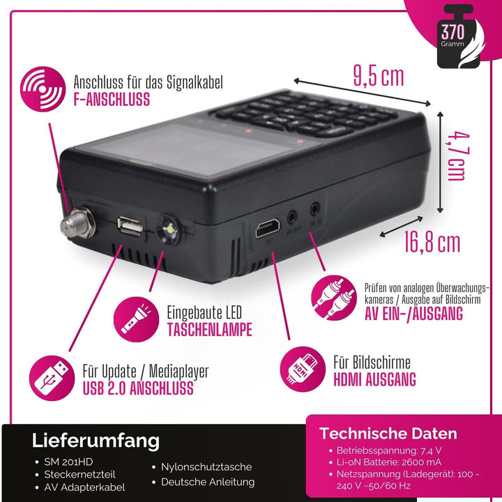 Sat Finder DVB-S/S2 mit LCD-Display und Tonsignal für Camping - Bild 4