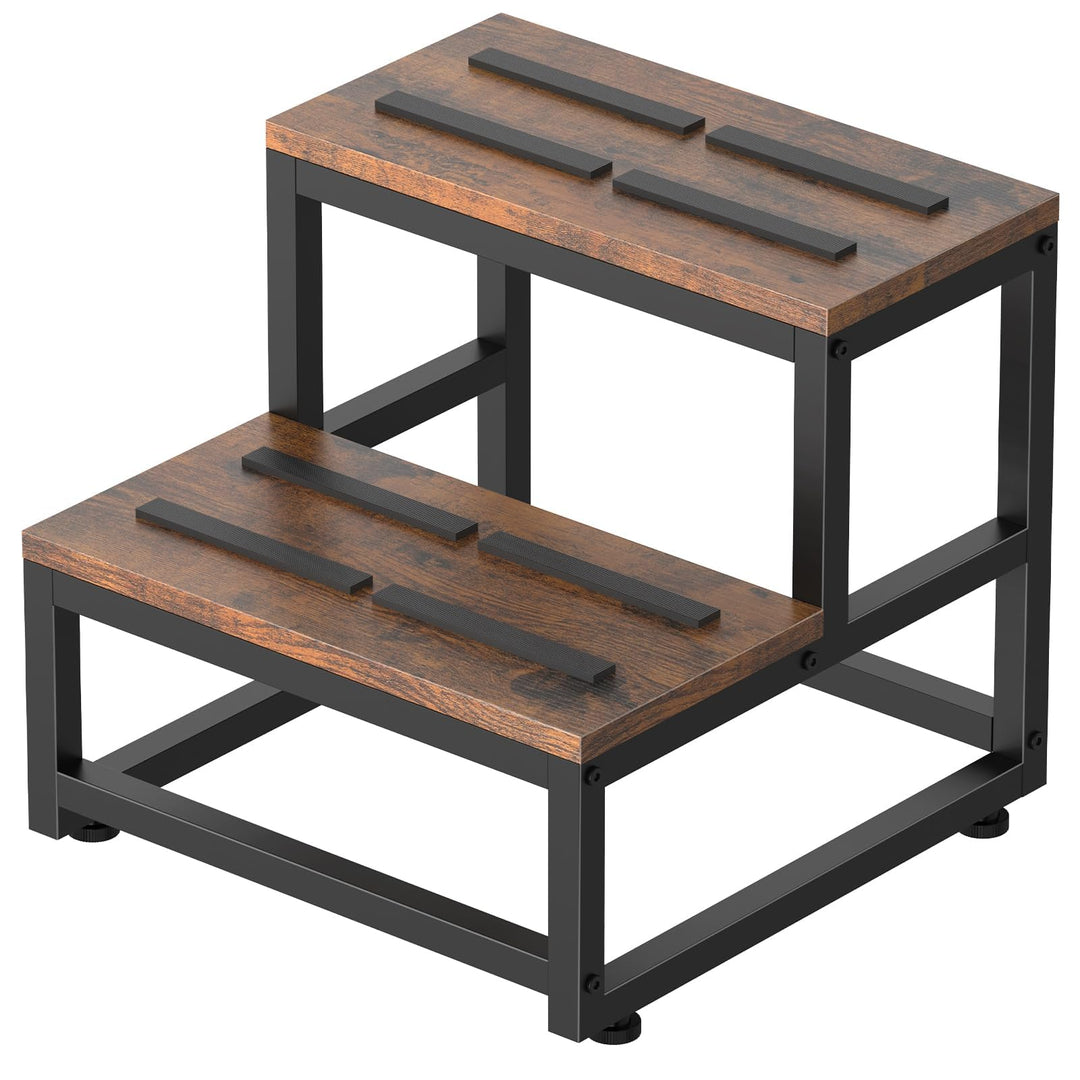 Tritthocker 2 Stufen Holz und Metall bis 226 kg fuer Kueche und Bad