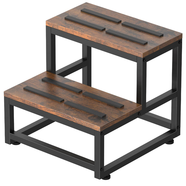Tritthocker 2 Stufen Holz und Metall bis 226 kg fuer Kueche und Bad