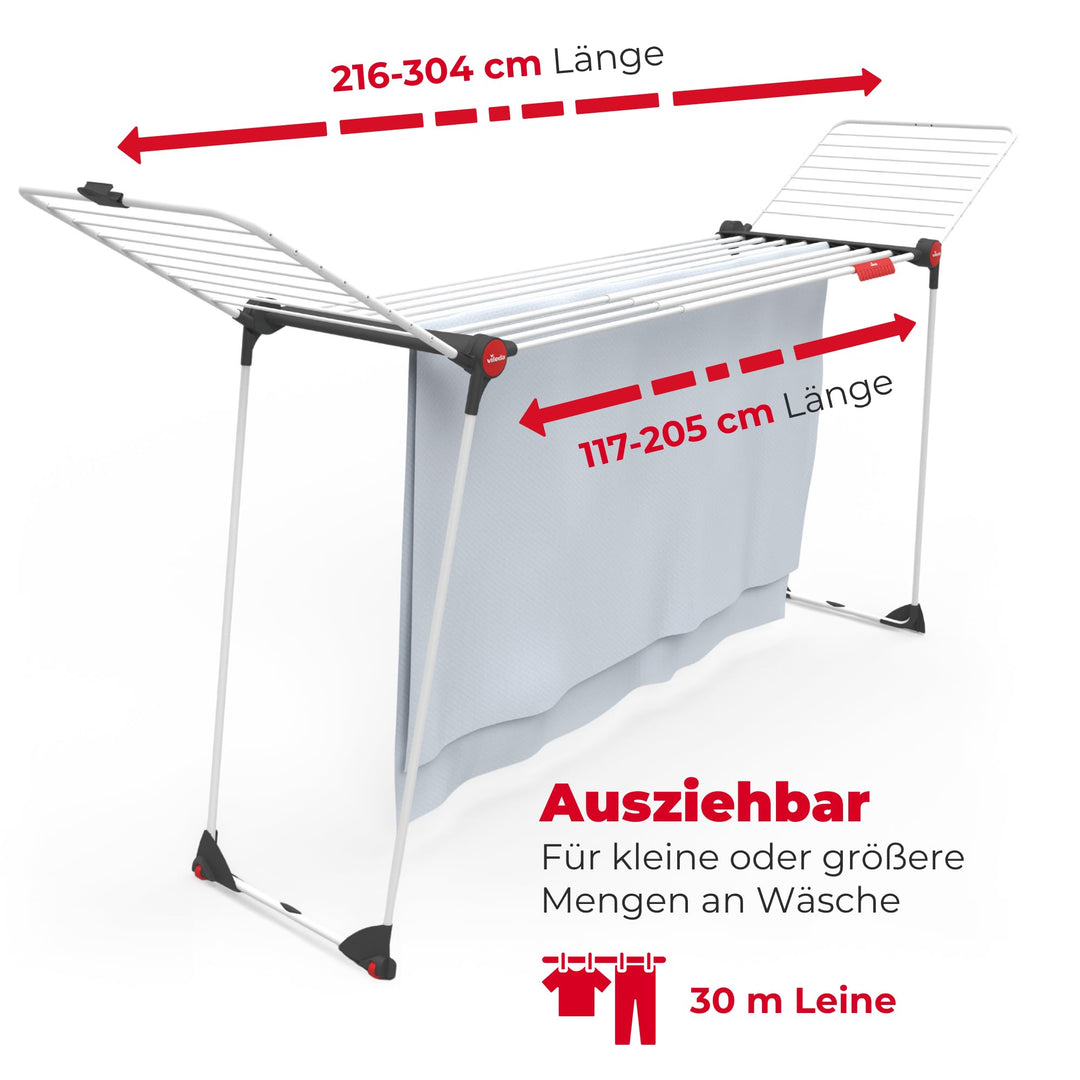 Wäscheständer ausziehbar 30m XXL-Leinen mit Flügeln klappbar - Bild 4
