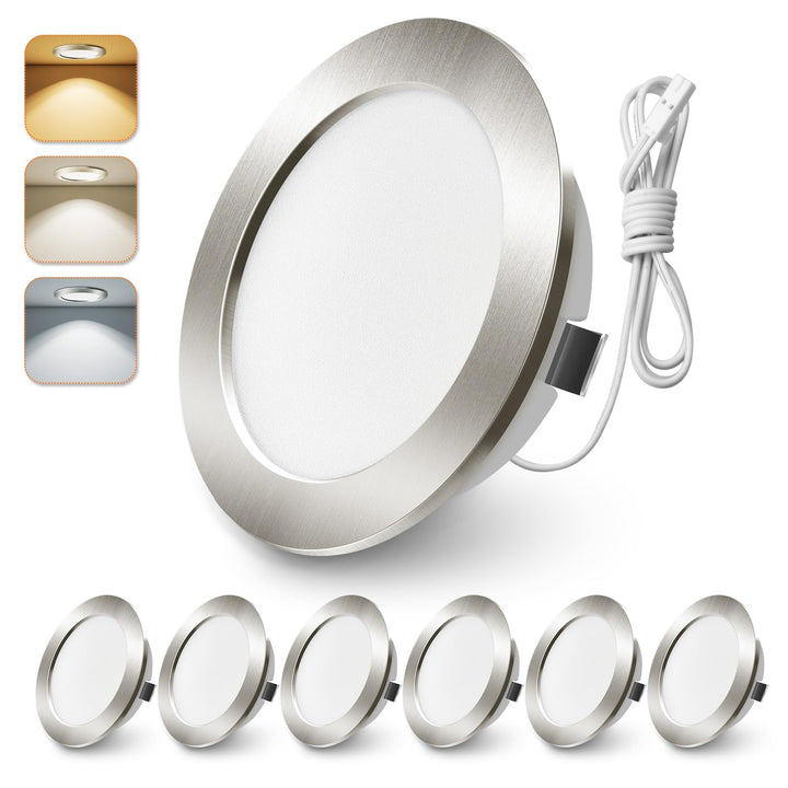 LED Einbaustrahler 12V Nickel 4W 3-in-1 Farbtemperatur IP44 6er-Set
