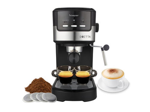 Espressomaschine Pad & Pulver 15 bar Doppelauslauf 1100W Schwarz