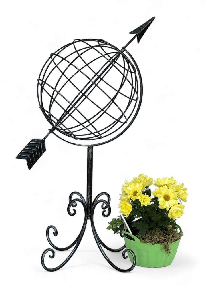 Sonnenuhr Garten Metall Globus Stehend 75 cm Silber Pulverbeschichtet