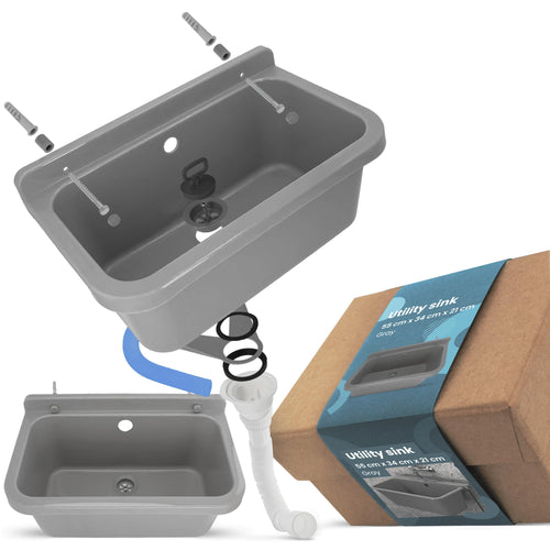 Ausgussbecken Polypropylen 55x34x21 cm Grau für Garage & Garten