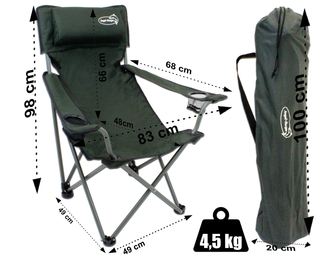 Faltstuhl Camping Stahl 600D-Nylon klappbar bis 150 kg grün - Bild 6