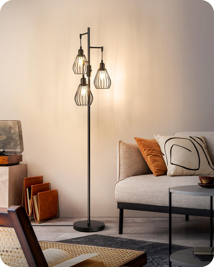 Stehlampe Wohnzimmer 3-flammig dimmbar Vintage Industriedesign schwarz - Bild 4