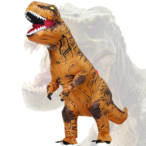 Aufblasbares T-Rex Kostüm Erwachsene Braun für Halloween Karneval