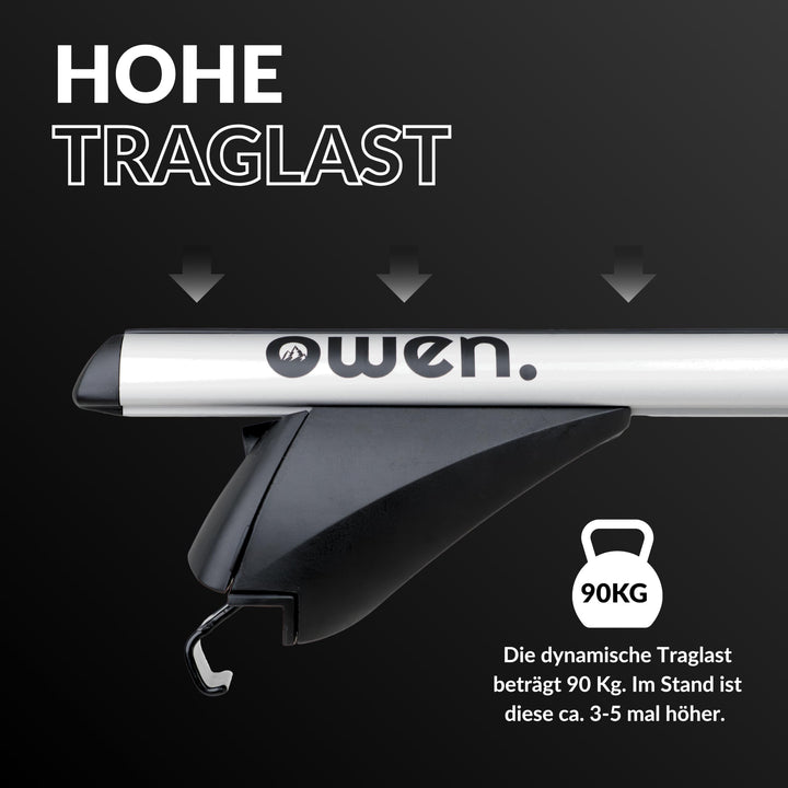 Auto Dachträger geschlossene Reling 120cm Aluminium bis 90kg Silber - Bild 5