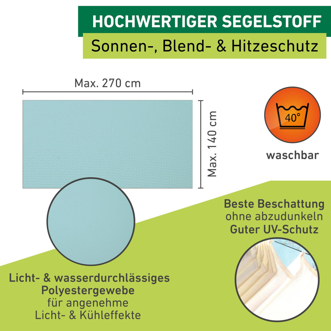 Sonnensegel Seilspanntechnik Polyester 270x140 cm Cyanblau Terrasse - Bild 3