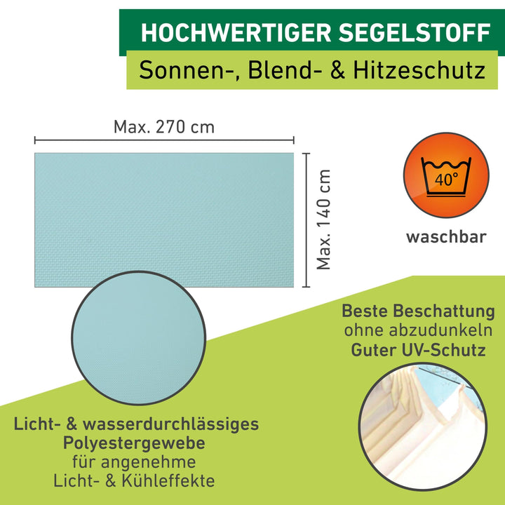 Sonnensegel Seilspanntechnik Polyester 270x140 cm Cyanblau Terrasse - Bild 3