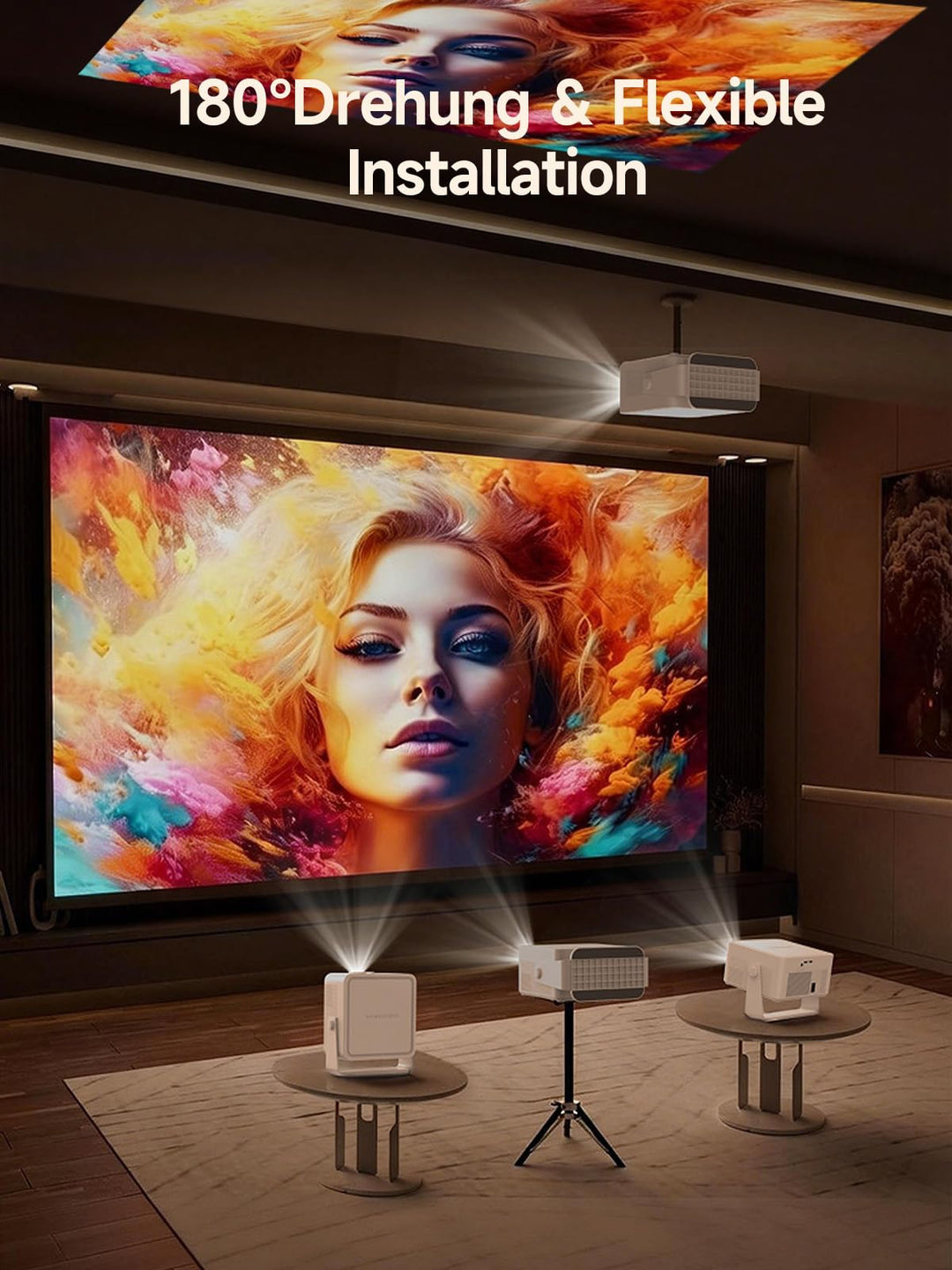 Smart Beamer 1080P Native 800 ANSI Android 14 4K 135 Zoll - Bild 8