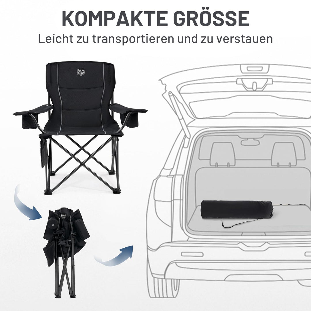Campingstuhl faltbar XXL 63cm Sitzbreite Kühltasche 200kg 2er-Set - Bild 8