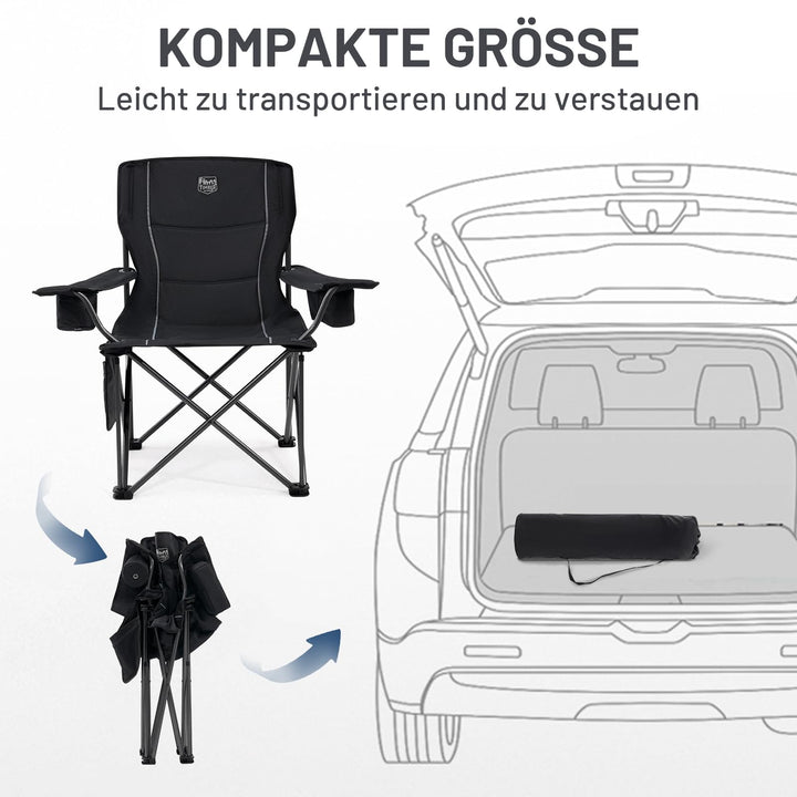 Campingstuhl faltbar XXL 63cm Sitzbreite Kühltasche 200kg 2er-Set - Bild 8